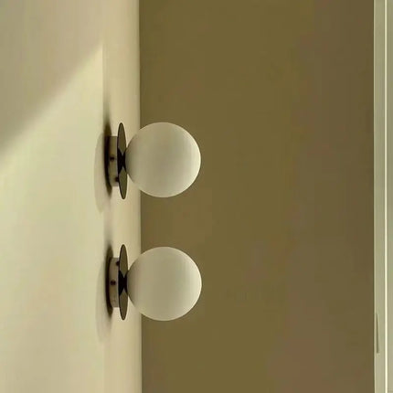 Nordic Globe Glass Wall Lamp with Opal Shade | Minimalist Lighting for Bathrooms and Bedrooms