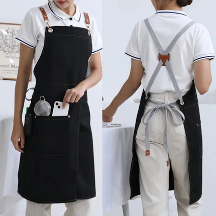 Waterproof Canvas Apron with Split Skirt Design | Multiple Pockets for Comfort in Restaurants and Home Cooking