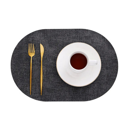Oval Faux Leather Placemats with Heat Resistance & Non-Slip Surface | Stylish Table Protectors for Dining and Coffee Tables