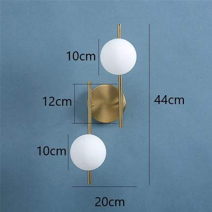 Modern Dual-Globe Wall Light with Gold Finish | Ambient Illumination for Contemporary Spaces