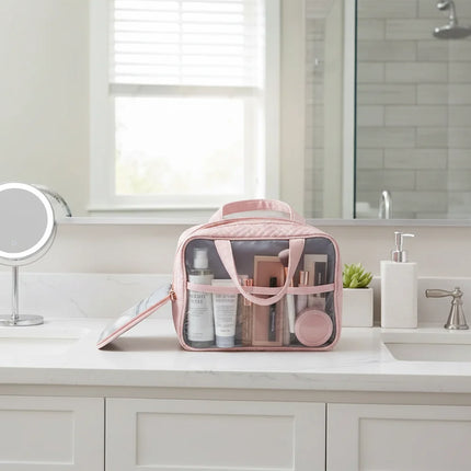 Hanging Makeup Bag Travel Organizer with Fold-Out Design | Multi-Use Cosmetic and Toiletry Storage for Easy Access