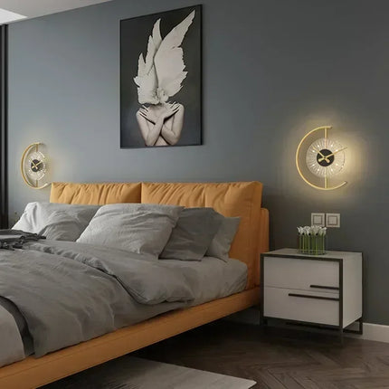 LED Wall Lamp Clock with Post-Modern Design | Dual Function Ambient Light for Elegant Interiors