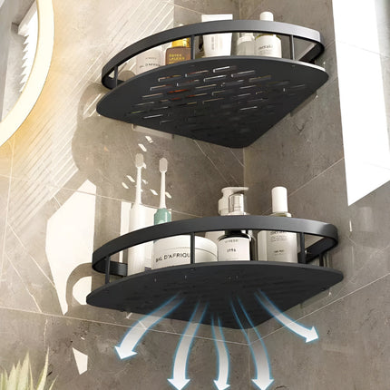 Rustproof Aluminum Shower Caddy Corner Shelf with 1 or 2 Layers | Wall-Mounted Storage for Organized Bathroom Essentials