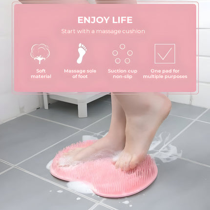 Shower Mat Scrubber Foot and Body Exfoliator with Suction Cups | Deep Clean for Feet and Hard-to-Reach Areas