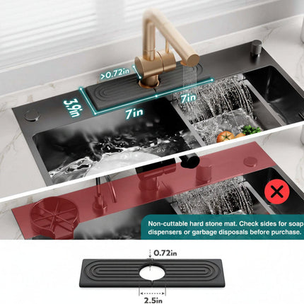 Fast-Drying Diatomite Sink Mat with Universal Faucet Cut-Out | Eco-Friendly Kitchen Countertop Solution