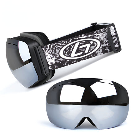 Frameless Ski Goggles with Interchangeable Lenses for Wide Vision | OTG Design for Prescription Glasses and Helmet Compatibility