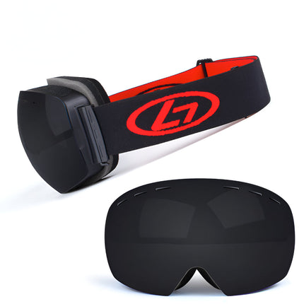 Frameless Ski Goggles with Interchangeable Lenses for Wide Vision | OTG Design for Prescription Glasses and Helmet Compatibility