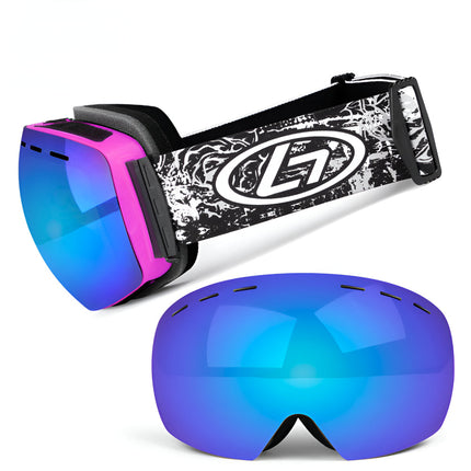 Frameless Ski Goggles with Interchangeable Lenses for Wide Vision | OTG Design for Prescription Glasses and Helmet Compatibility