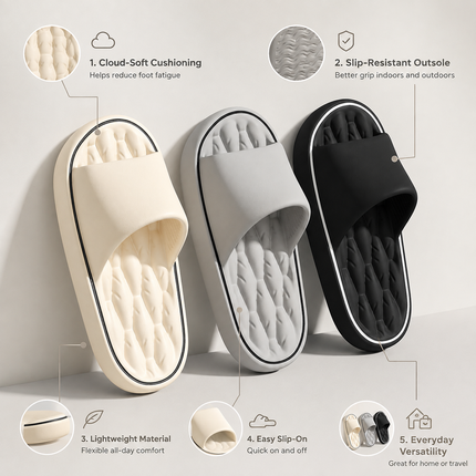 Pillow Slides Sandals with Cloud-Soft Cushioning | Slip-On Comfort for Home and Travel
