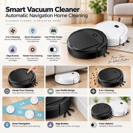 Robot Vacuum Cleaner, 3 in 1 Robot Vacuum and Mop Combo with Automatic Navigation, Robotic Floor Cleaner for Home_05