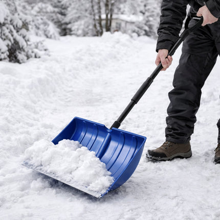 Adjustable Snow Shovel with Wide Plastic Blade | Efficient Snow Removal for Driveways and Walkways