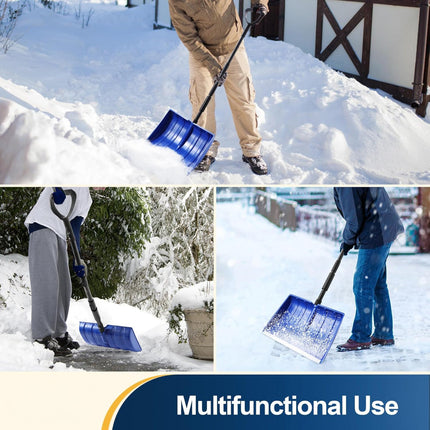 Adjustable Snow Shovel with Wide Plastic Blade | Efficient Snow Removal for Driveways and Walkways