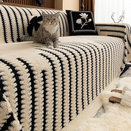 Plush Tufted Sofa Cover with Non-Slip Backing | Elegant Vintage Protection for Year-Round Comfort