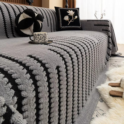 Plush Tufted Sofa Cover with Non-Slip Backing | Elegant Vintage Protection for Year-Round Comfort