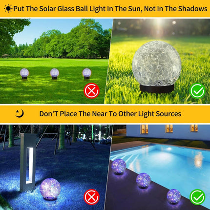 Solar-Powered Crackle Glass Sphere Orb for Outdoor Path Accent | Eco-Friendly Illumination for Gardens and Walkways