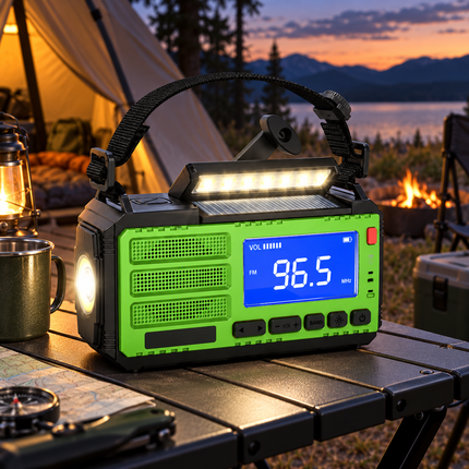 Portable Emergency Radio Solar Powered, Hand Crank Radio with LED Alarm Light, Solar Power Bank for Phone Charging_01