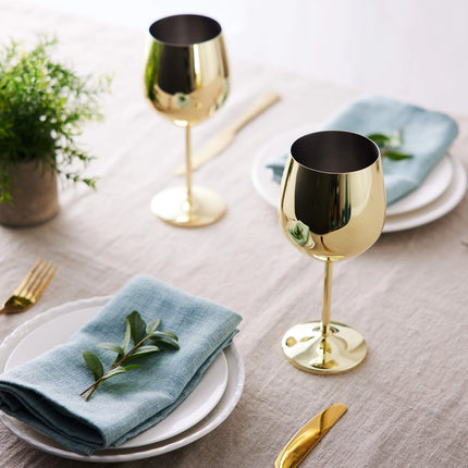 Stainless Steel Wine Glasses with Gold Finish | Shatterproof Drinkware for Elegant Entertaining 2