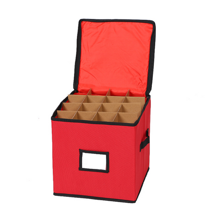 Storage Box Ornament Organizer, Christmas Ornament Storage Box with 3 Trays and Dividers, Oxford Fabric Storage Tote_01