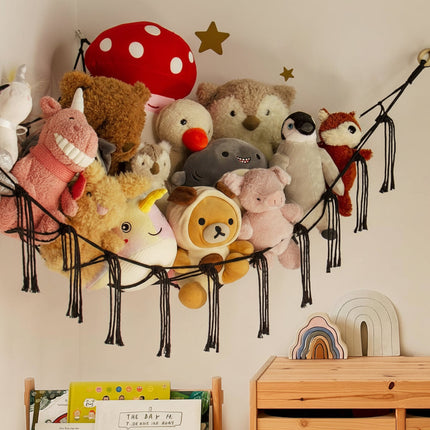 Macrame Toy Storage Hammock for Stuffed Animals | Durable Organizer for Space-Saving Home Decor