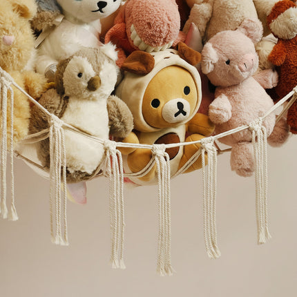 Macrame Toy Storage Hammock for Stuffed Animals | Durable Organizer for Space-Saving Home Decor