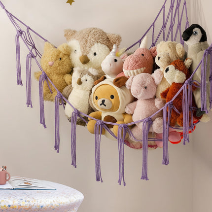 Macrame Toy Storage Hammock for Stuffed Animals | Durable Organizer for Space-Saving Home Decor