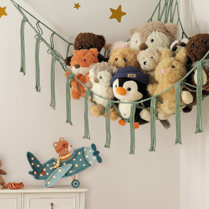 Macrame Toy Storage Hammock for Stuffed Animals | Durable Organizer for Space-Saving Home Decor