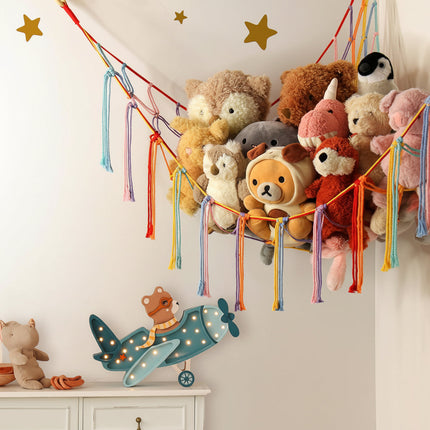 Macrame Toy Storage Hammock for Stuffed Animals | Durable Organizer for Space-Saving Home Decor