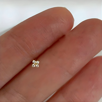 Gold Flower Stud Earrings with April Birthstone | Elegant Daily Wear Jewelry Gift for Mothers Day