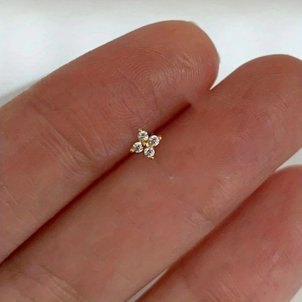 Gold Flower Stud Earrings with April Birthstone | Elegant Daily Wear Jewelry Gift for Mothers Day