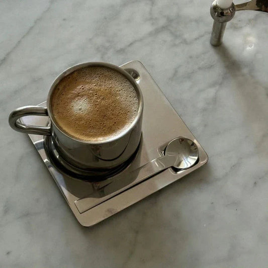 Stylish Coffee Mug Set with Tray & Spoon | Durable Stainless Steel for Everyday Use 0