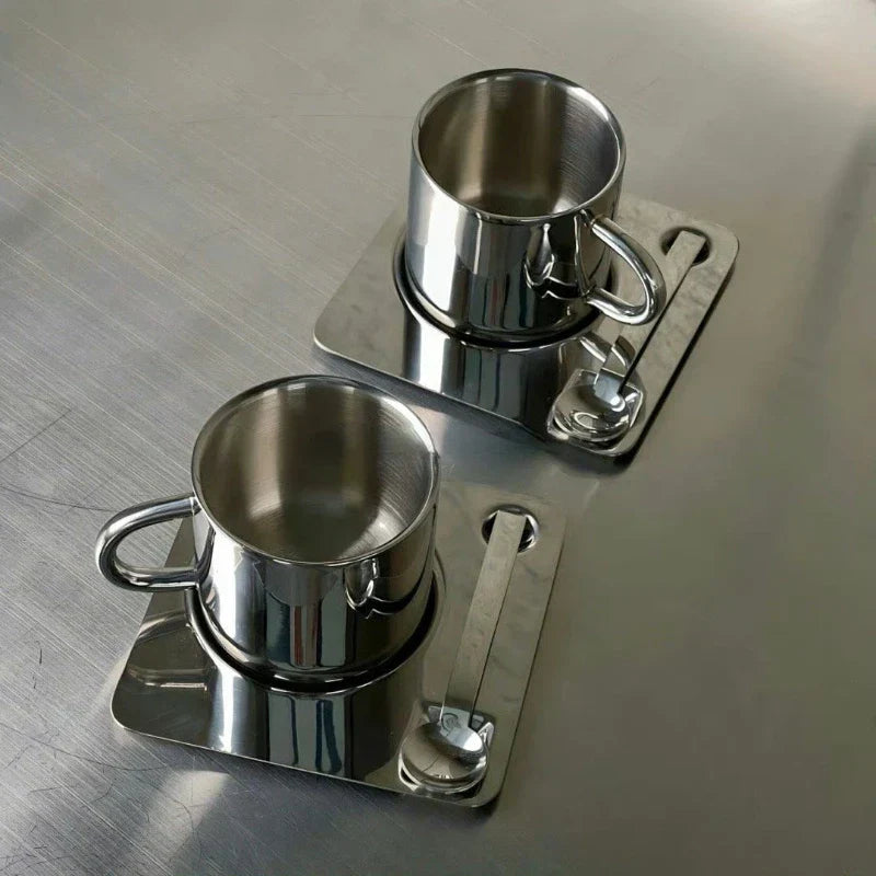 Stylish Coffee Mug Set with Tray & Spoon | Durable Stainless Steel for Everyday Use 4