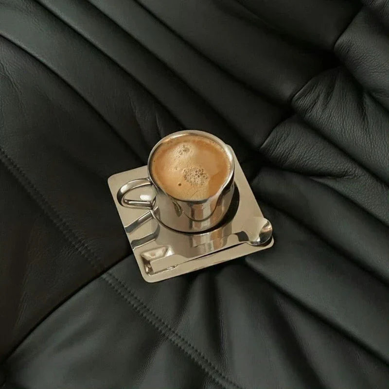 Stylish Coffee Mug Set with Tray & Spoon | Durable Stainless Steel for Everyday Use 5