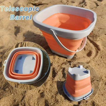 Foldable Sand Bucket Beach Toys Set with Scoops & Molds | Outdoor Fun for Kids and Family Holidays