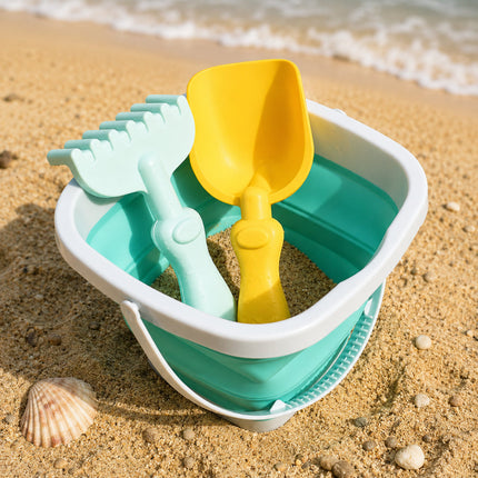 Foldable Sand Bucket Beach Toys Set with Scoops & Molds | Outdoor Fun for Kids and Family Holidays