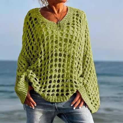 Women's Crochet Cover Up Sweater for Swimwear Layering | Loose Fit Pullover Top for Beach and Travel