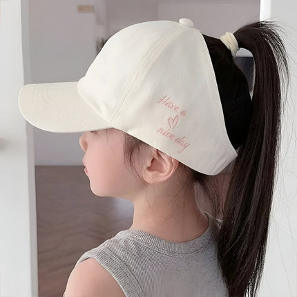 Kids Baseball Cap with Ponytail Opening & Sun-Shading Brim | Perfect Hat for Outdoor Play and School Activities