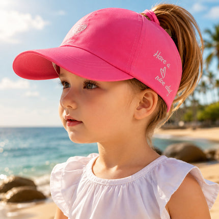 Kids Baseball Cap with Ponytail Opening & Sun-Shading Brim | Perfect Hat for Outdoor Play and School Activities