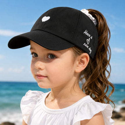 Kids Baseball Cap with Ponytail Opening & Sun-Shading Brim | Perfect Hat for Outdoor Play and School Activities