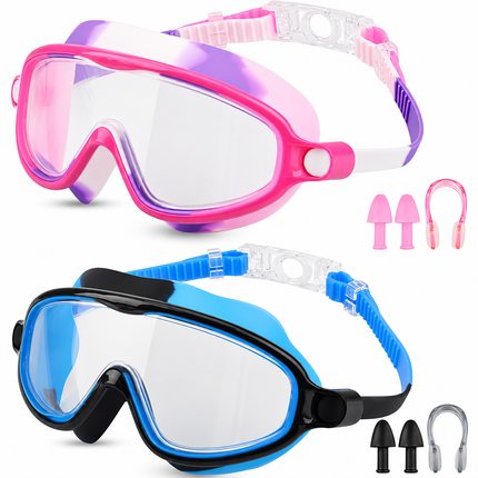 Youth Swimming Goggles Set with Adjustable Strap & Accessories | Comfortable Pool Training Eyewear for Kids