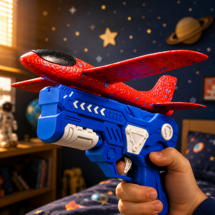 Airplane Launcher Toy with Simple Trigger Action | Outdoor Foam Glider for Kids' Active Play and Coordination