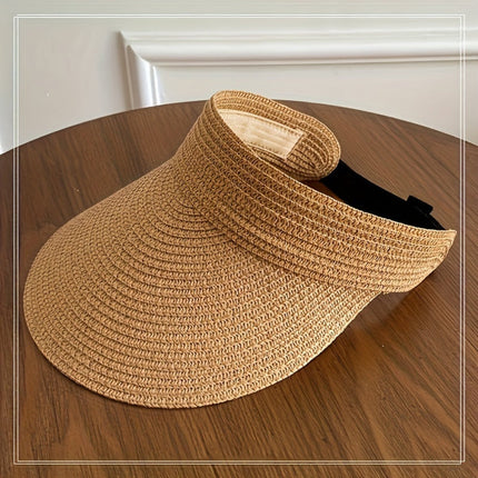 Wide Brim Sun Hat with Foldable Straw Visor | Lightweight Shade for Beach and Outdoor Activities