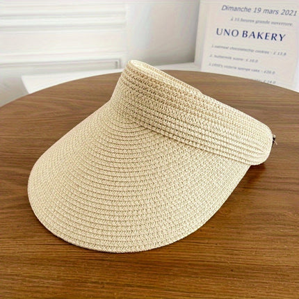 Wide Brim Sun Hat with Foldable Straw Visor | Lightweight Shade for Beach and Outdoor Activities
