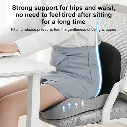 Memory Foam Seat Cushion with Back Support for Office Chair and Car Seat | Pressure-Reducing Comfort for Long Sitting Hours