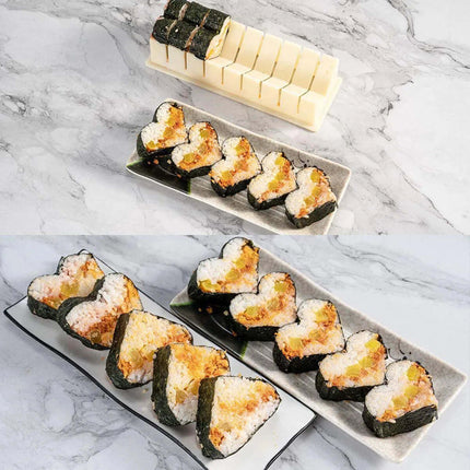 Sushi Making Mold Set with Shape Molds and Slice Guides for Even Rolls and Rice Balls at Home