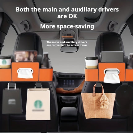 Car Organizer Seat Back Storage Box with Built-in Cup Holder | Durable PU Leather for Easy Access to Essentials