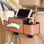 Car Organizer Seat Back, PU Leather Storage Box with Cup Holder, Car Interior Accessory with Tissue Holder for SUV_00