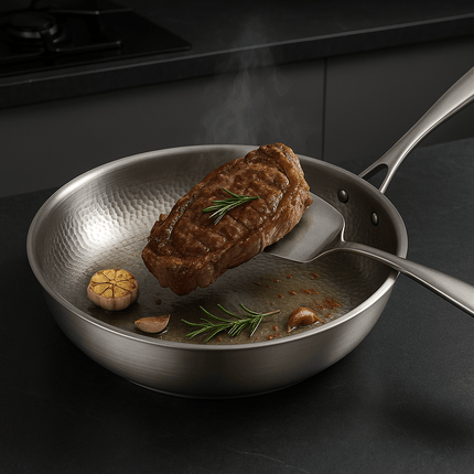 Stainless Steel Frying Pan with Even Heat Distribution | Non-Stick Cooking for Versatile Meal Preparation