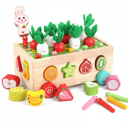 Wooden Montessori Toy Set with Natural Wood Design | Educational Farm Play for Early Learning and Fine Motor Skills