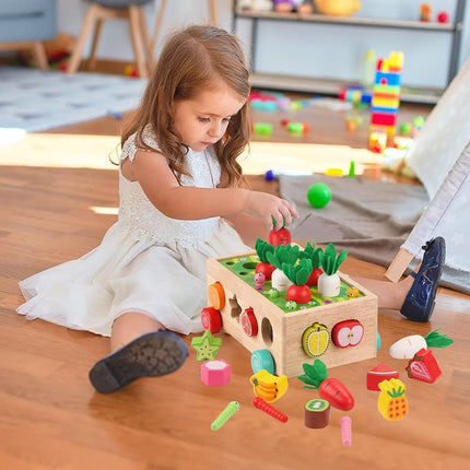 Wooden Montessori Toy Set with Natural Wood Design | Educational Farm Play for Early Learning and Fine Motor Skills