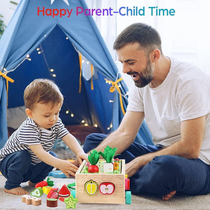 Wooden Montessori Toy Set with Natural Wood Design | Educational Farm Play for Early Learning and Fine Motor Skills